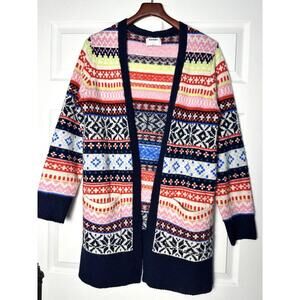 Old Navy Womens Rainbow Fair Isle Nordic Stripe Colorful Cozy Cardigan Sweater L